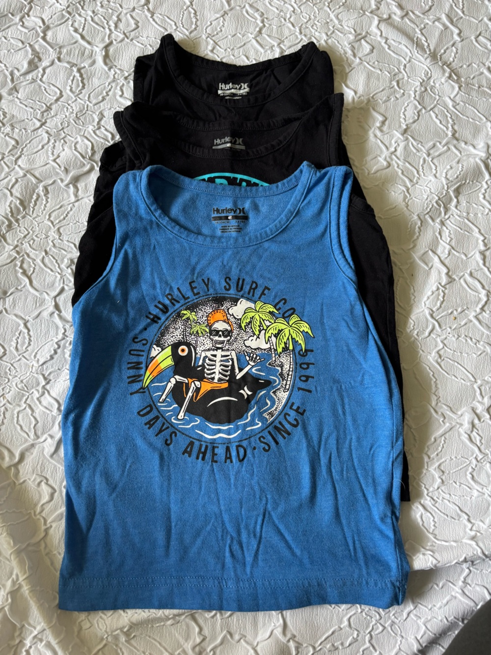 Hurley Blue Graphic Skeleton Surf Tank Top